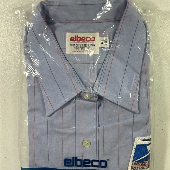 Vintage 90s Mens USPS Button Front Long Sleeve Shirt - Picture 2 of 11
